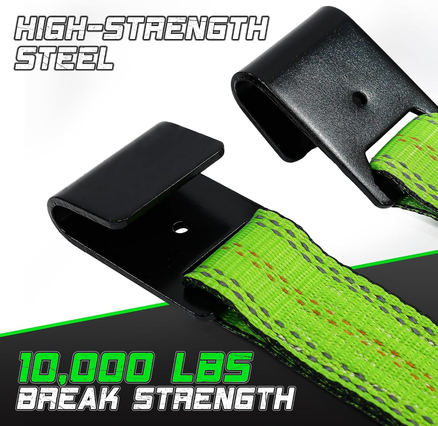 STARLEAPARTS Tow Dolly Straps with Reflective, 2 Pack Tow Dolly Basket Straps with Flat Hook, Car Dolly Strap, 10,000 lbs Breaking Strength, Tire Bonnet with Carrying Bag Fits Most 14"-17" Tires