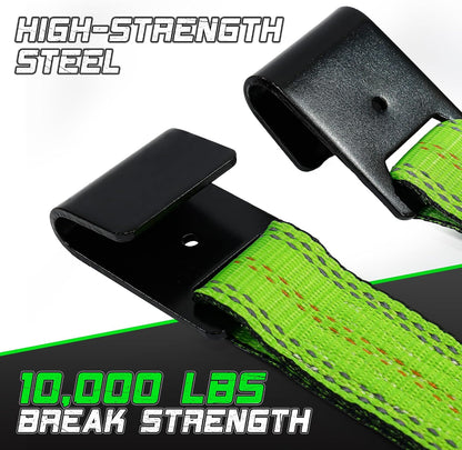 STARLEAPARTS Tow Dolly Straps with Reflective, 2 Pack Tow Dolly Basket Straps with Flat Hook, Car Dolly Strap, 10,000 lbs Breaking Strength, Tire Bonnet with Carrying Bag Fits Most 14"-17" Tires