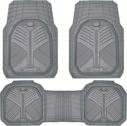 CAR PASS Heavy Duty Rubber Car Mats with Cargo Liner, Deep-Dish Car Floor Mats and Trunk Mat All Weather, Universal Trim-to-Fit for SUVs Trucks Sedans, Waterproof Anti-Slip, Trimmable V12 Black