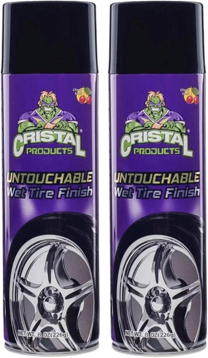 Cristal Products Untouchable Tire Shine Spray – Long-Lasting Wet Tire Finish for Deep Gloss & Protection – Waterproof Tire Shine, Easy Application, Premium Tire Cleaner Shine 8oz (1PK)