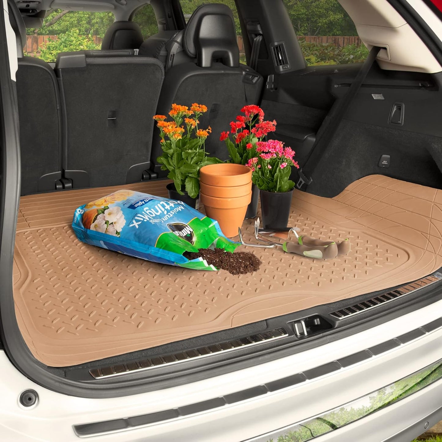 Heavy Duty Cargo Liner Floor Mat-All Weather Trunk Protection, Trimmable to Fit & Durable HD Rubber Protection for Car SUV Sedan Auto