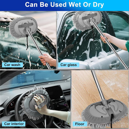 THINKWORK Car Detailing Kit, Car Detailing Brush Set, Car Cleaning Drill Brush Kit with Extension Pole, Professional Auto Detailing Supplies for Automobile Interior Exterior Wheels