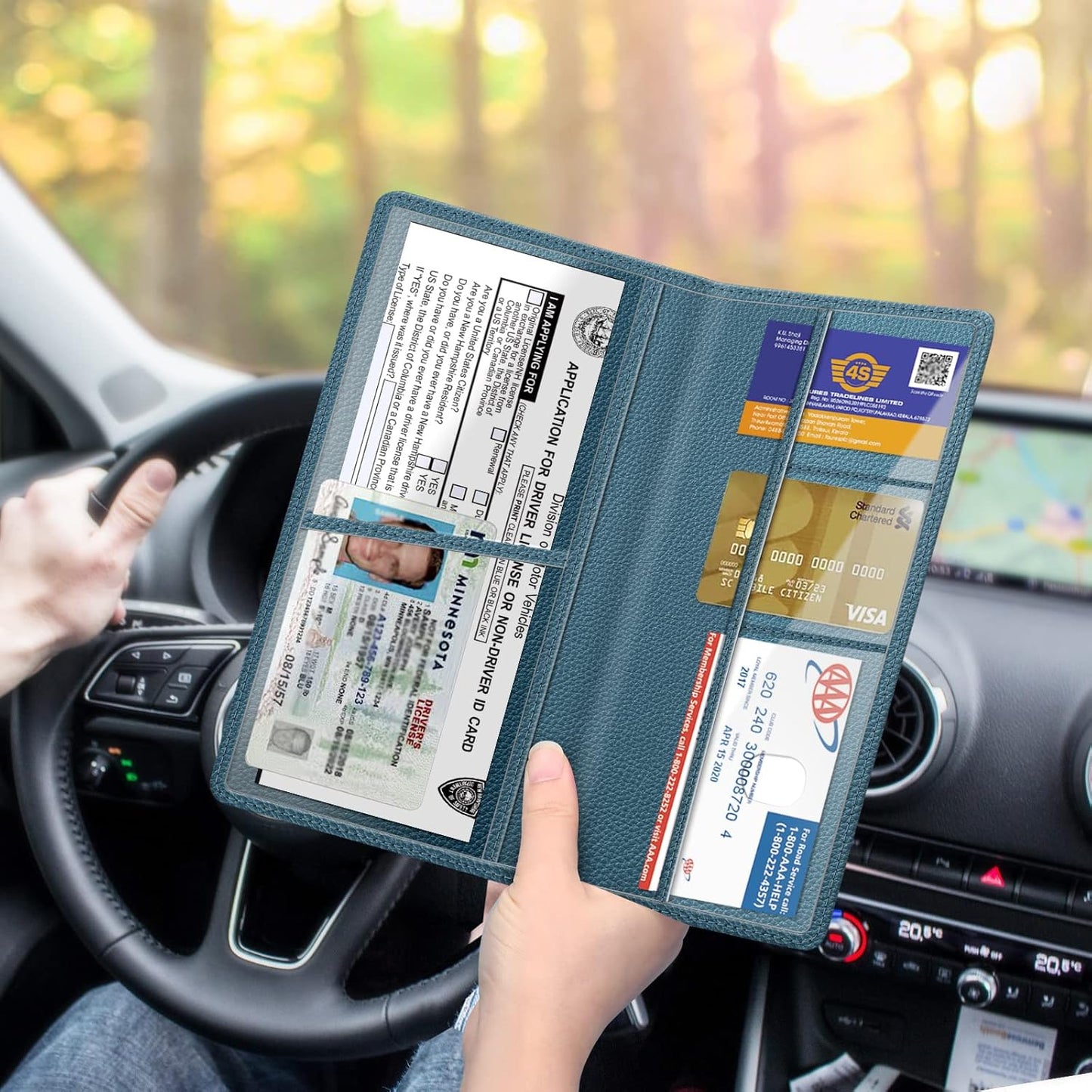 FINPAC Car Registration and Insurance Card Holder, Vehicle Glove Box Card Organizer Wallet Automobile Accessories for License
