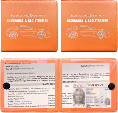 Ziciner Car Registration Insurance Holder, 2Pack Essential Auto Card Document Glove Box Organizer with Touch Fastener, Vehicle Interior Accessories Perfect for Most Car, Truck, SUV (Red/Small Car)