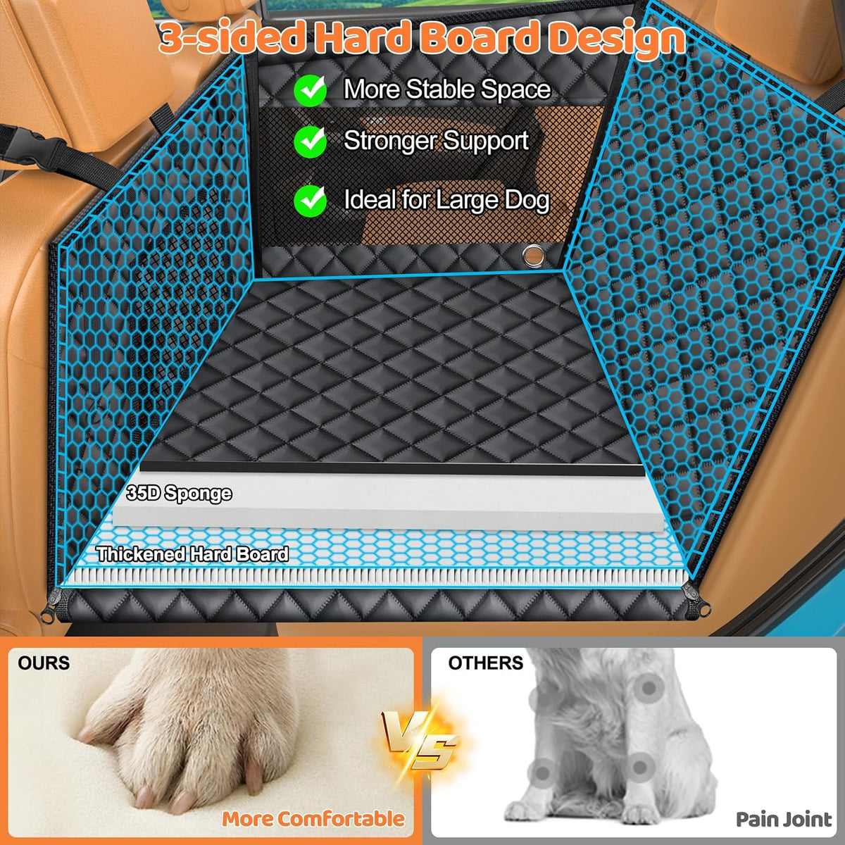 URPOWER Dog Car Seat Cover for Pets 100% Waterproof Seat Cover Hammock 600D Heavy Duty Scratch Proof Nonslip Durable Soft Back Seat Covers for Cars and SUVs
