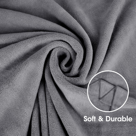 JML Microfiber Bath Towel 2 Pack(30" x 60"), Oversized Thick Towels, Soft, Super Absorbent and Fast Drying, No Fading Multipurpose Use for Sports, Travel, Fitness, Yoga, 30 in 60 in, Grey Count - Colors A