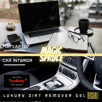 MAGIC SPRUCE Car Cleaning Gel, Reusable Auto Detailing Putty for Interior Dashboard Vents, Non-Toxic Dust Remover for Car Keys Keyboard PC Laptop, Scented Cleaning Products,Stocking Stuffers for men