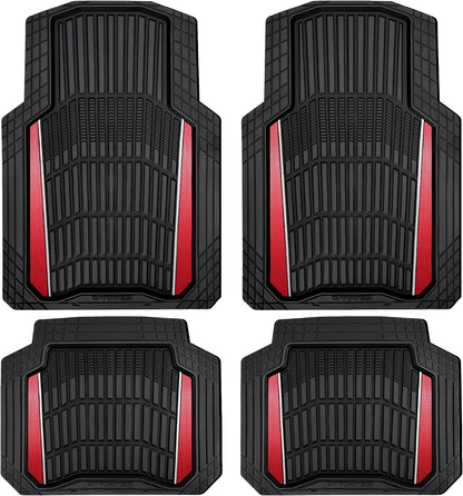 CAR PASS Heavy Duty Rubber Car Floor Mats, Deep Waterproof Car Floor Mats All Weather, Aluminum Film Floor Mats for Cars Non-Slip Universal Trim to Fit for SUVs Trucks Sedans Vans, Black Grey Metallic