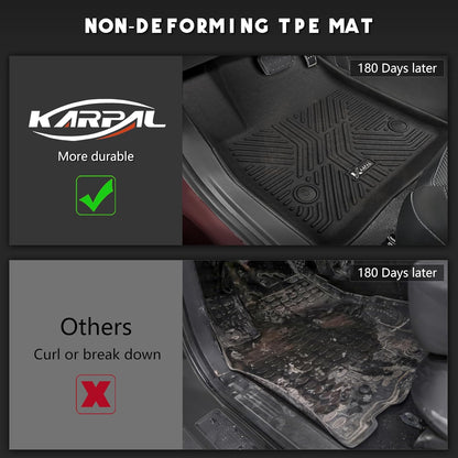 KARPAL Floor Mats for 2007-2013 Chevy Silverado & GMC Sierra 1500 Crew Cab / 2007-2014 2500/3500 HD(Footwell Coverage), All-Weather TPE Custom Fit Floor Liners Car Accessories