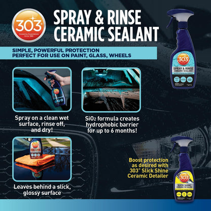 303 Products Spray & Rinse Ceramic Sealant – Quick Ceramic Coating – Water-Activated SiO2 Formula – 6 Months of Protection – Water Repellent Ceramic Spray – Easy to Use – 16 Oz (Pack of 1) (30262)