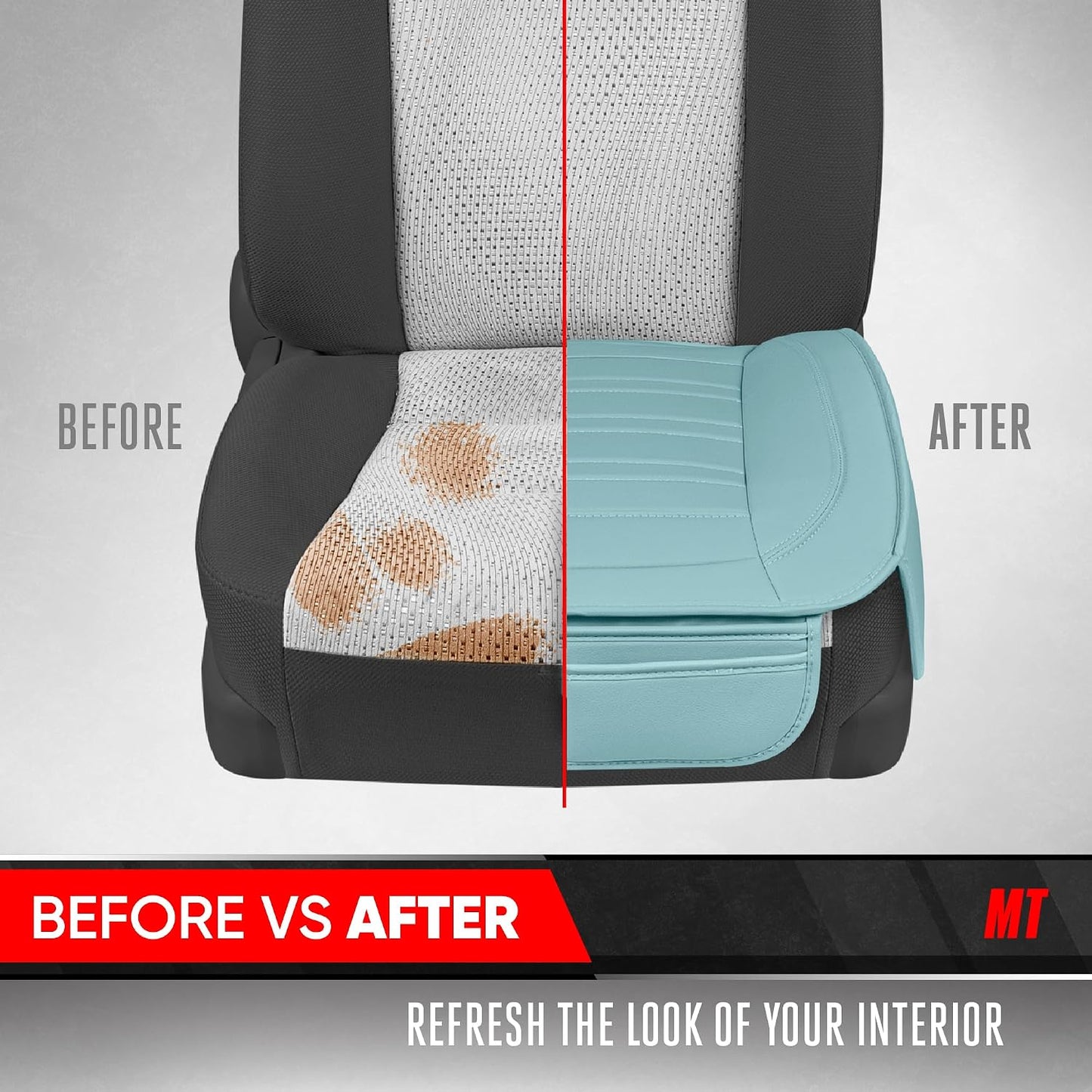 Motor Trend Seat Covers for Cars Trucks SUV, Faux Leather 2-Pack Black Padded with Storage Pockets, Premium Interior Car Seat Cover