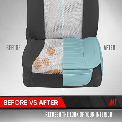 Motor Trend Seat Covers for Cars Trucks SUV, Faux Leather 2-Pack Black Padded with Storage Pockets, Premium Interior Car Seat Cover
