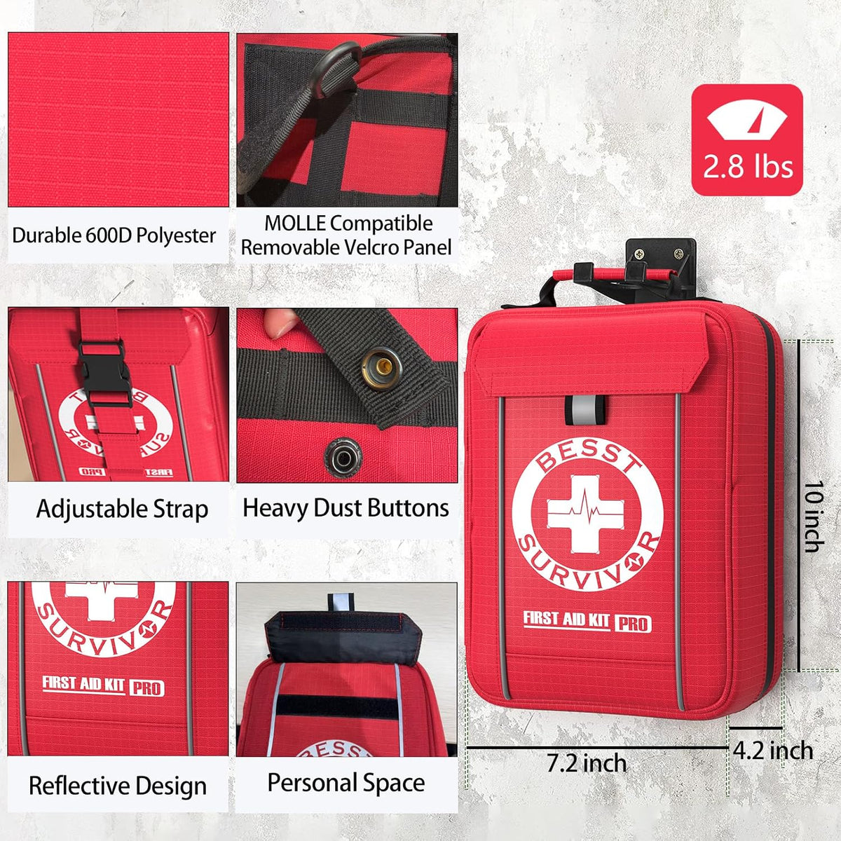 Comprehensive First Aid Kit for Home, Premium Emergency Trauma Kits with Shoulder Strap for Car Camping Gear, Waterproof Survival Kit, Home Essentials, Outdoor Emergency Medical Supplies -324 Piece