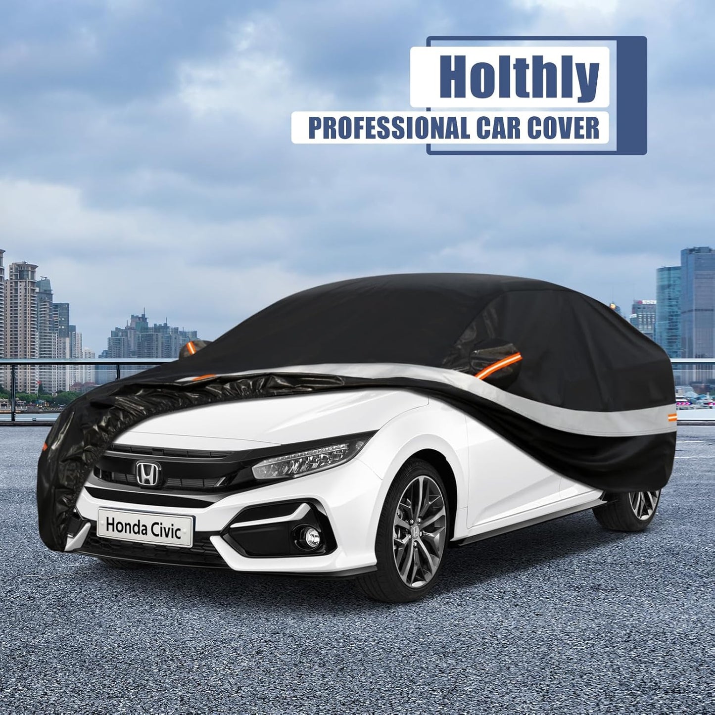10 Layers Car Cover Custom Fit for Mercedes Benz C Class C250 C300 C43 C63 (1993-2026), Waterproof All Weather for Automobiles, Outdoor Full Cover Sun Dust Rain Protection with Cotton. Black - Colors B