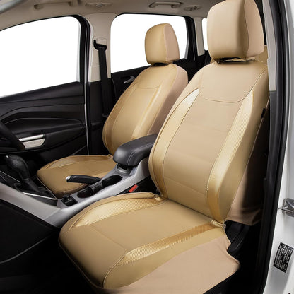 Flying Banner Carbon Fiber Leather Vehicle Seat Covers, Leopard Gray Black, Universal Fit - 8PCS