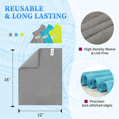 FIXSMITH Microfiber Cleaning Cloth - Pack of 50, Microfiber Towels for Cars 16 x 12 in, Highly Absorbent Cleaning Rags, Lint-Free, Streak-Free Cleaning Cloths for Car Kitchen Home Office