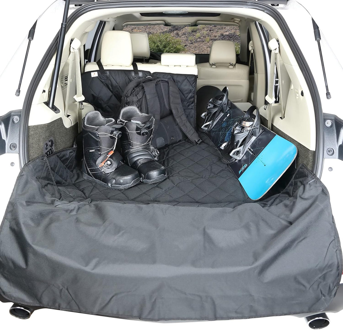 4Knines Split Cargo Liner for SUV – For Dogs & Pets, Heavy-Duty, Waterproof Trunk Mat & Cargo Cover – Fits 60/40 Split Bench & Armrest Pass-Through – Machine Washable, Non-Slip, Durable (Large, Black)