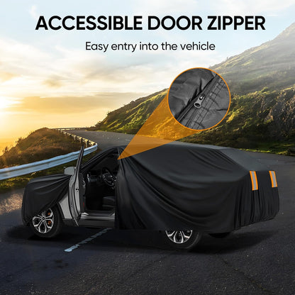 NEVERLAND Sedan Car Cover Waterproof Heavy Duty All Weather Protection Snow Anti-UV Windproof Outdoor Full Car Cover Fit for Automobiles BMW/Mercedes-Benz/Honda（for Car Size:183''L x 70''W x 59''H）