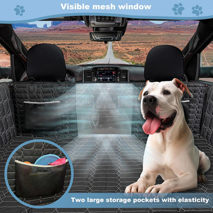 Reliadura SUV Cargo Liner for Dogs, Waterproof Dog Trunk Cover with Bumper Flap Protector, Pet Cargo Mat for SUVs Sedans Vans, Non-Slip Scratchproof Dog Seat Cover, Large Size Universal Fit