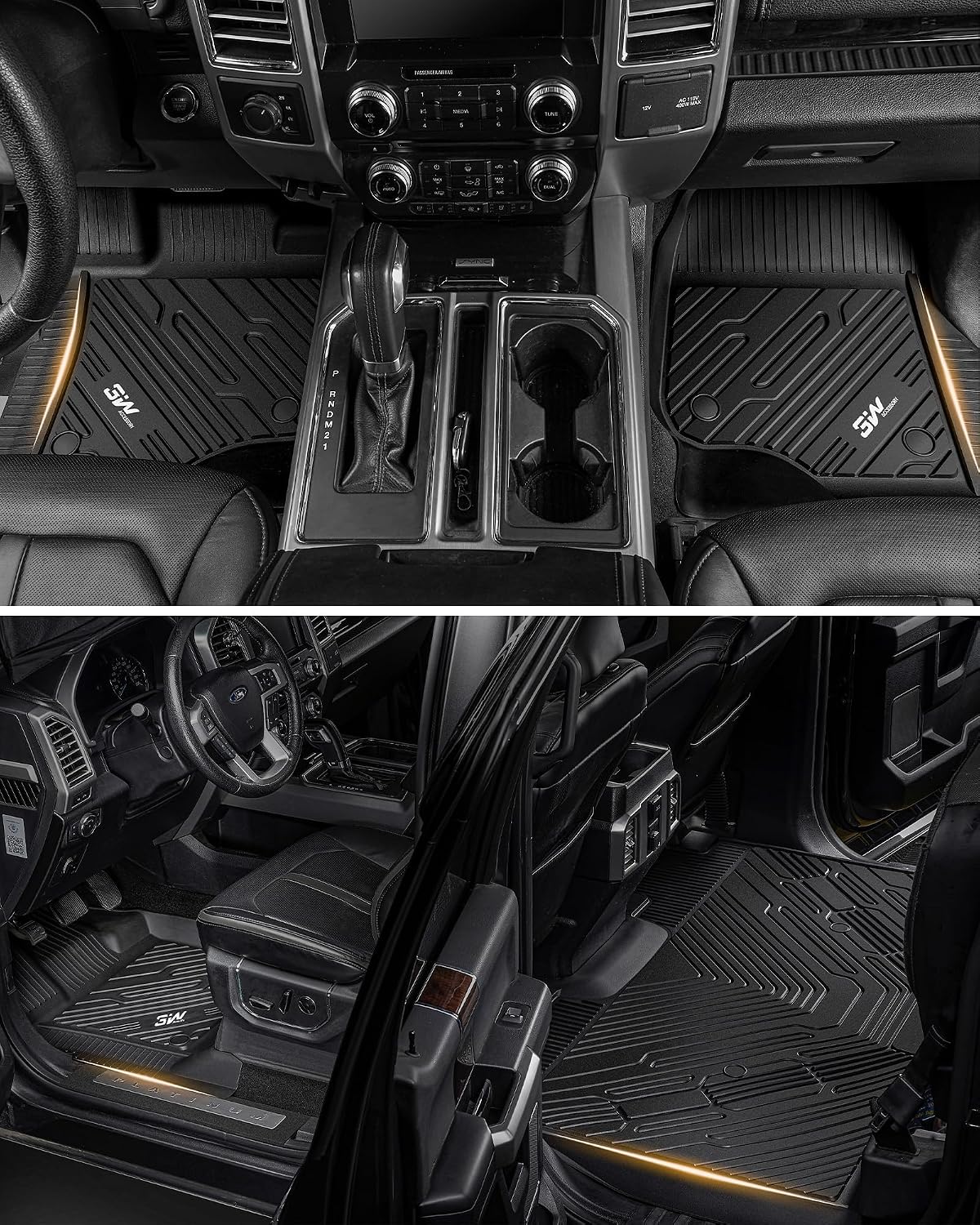 3W Floor Mats & Cargo Liner Fit for 2021 2022 2023 2024 2025 2026 Chevy Tahoe/GMC Yukon/Cadillac Escalade 7 Seat, TPE All Weather Custom Fit Car Accessories Heavy Duty Rubber Full Set Trunk Mats - Colors B