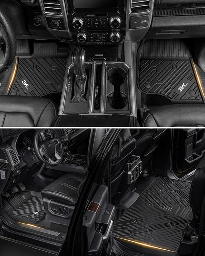 3W Floor Mats & Cargo Liner Fit for 2021 2022 2023 2024 2025 2026 Chevy Tahoe/GMC Yukon/Cadillac Escalade 7 Seat, TPE All Weather Custom Fit Car Accessories Heavy Duty Rubber Full Set Trunk Mats - Colors B