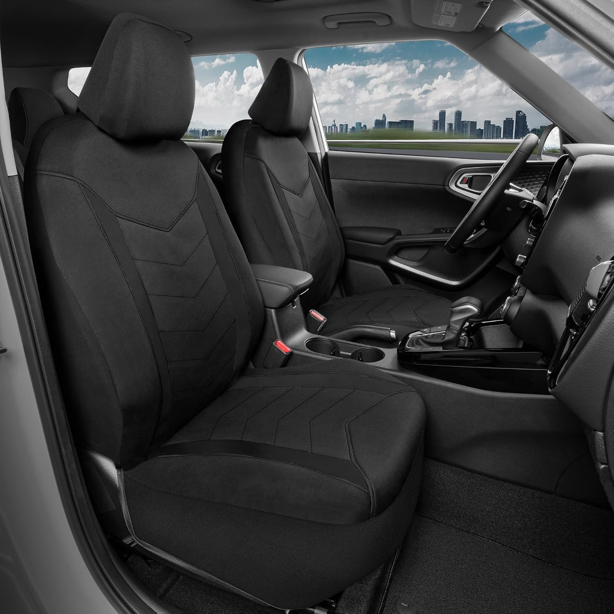 Motor Trend AquaShield Waterproof Front Seat Covers, Black Seat Covers for Cars – Neoprene Front Car Seats Cover, SUV Seat Covers Protector - Car Interior Cover for Auto, Trucks, & Dog Owners