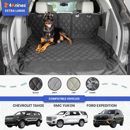 4Knines Split Cargo Liner for SUV – For Dogs & Pets, Heavy-Duty, Waterproof Trunk Mat & Cargo Cover – Fits 60/40 Split Bench & Armrest Pass-Through – Machine Washable, Non-Slip, Durable (Large, Black)