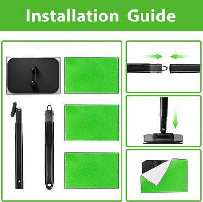 desin Car Windshield Cleaning Tool, Windshield Cleaner with 5 Washable and Reusable Microfiber Pads and Extendable Handle, for Auto Glass Wiper (Green)