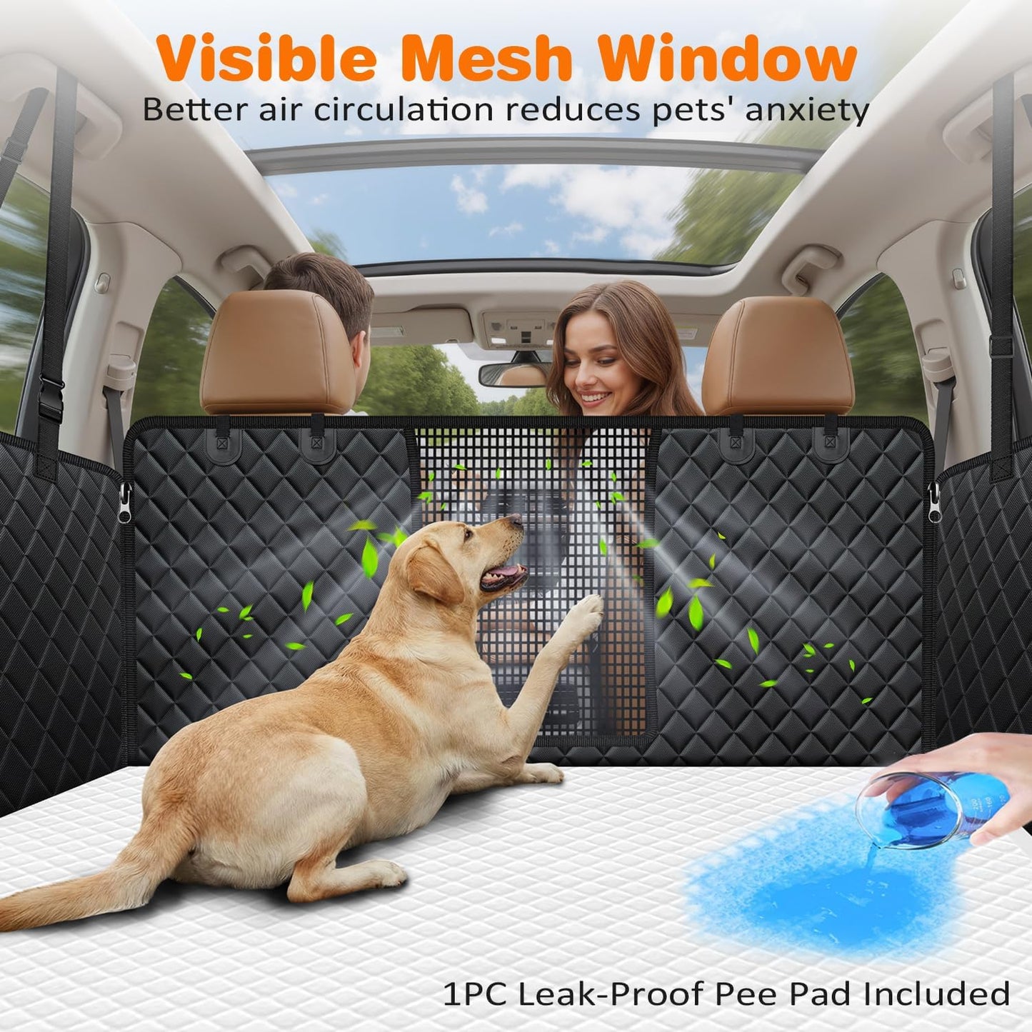 URPOWER Dog Car Seat Cover for Pets 100% Waterproof Seat Cover Hammock 600D Heavy Duty Scratch Proof Nonslip Durable Soft Back Seat Covers for Cars and SUVs