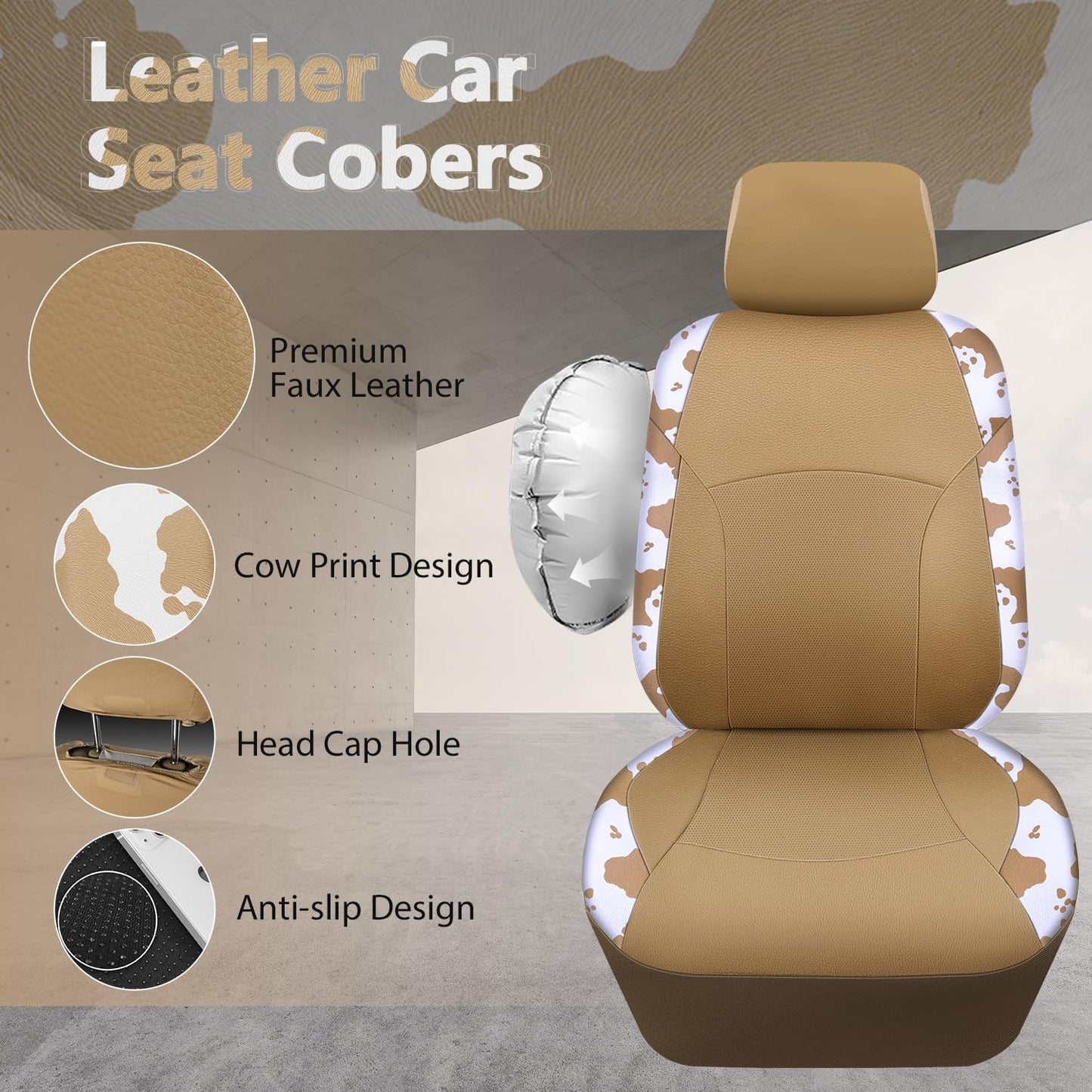 CAR PASS Waterproof Universal Car Floor Mats, Leopard Print Car Mats Fit for SUV,Vans,sedans, Trucks,Set of 4pcs Car Carpet with Driver Heel Pad and Nibs Backing, Leopard Car Accessories Gray Leopard