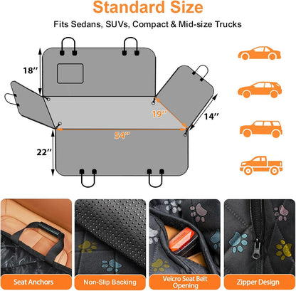URPOWER Dog Car Seat Cover for Pets 100% Waterproof Seat Cover Hammock 600D Heavy Duty Scratch Proof Nonslip Durable Soft Back Seat Covers for Cars and SUVs