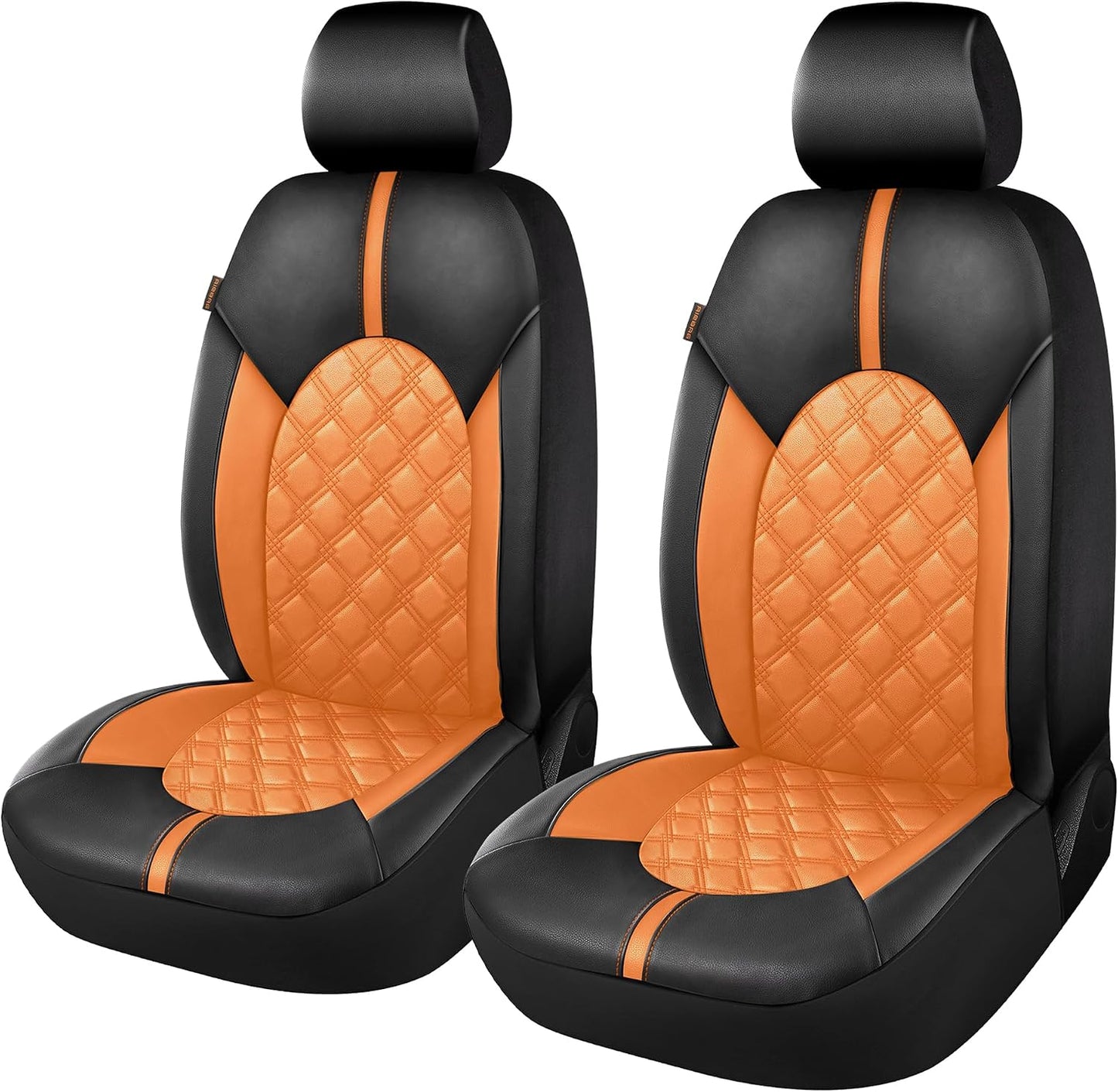 CAROMOP Luxury PU Leather Car Seat Covers Full Set-Waterproof Seat Protectors with Split Bench Seat Covers for Cars-Universal Cars Interior Covers for Sedans, SUVs, Pick-up Trucks(Gray/Gray Line)