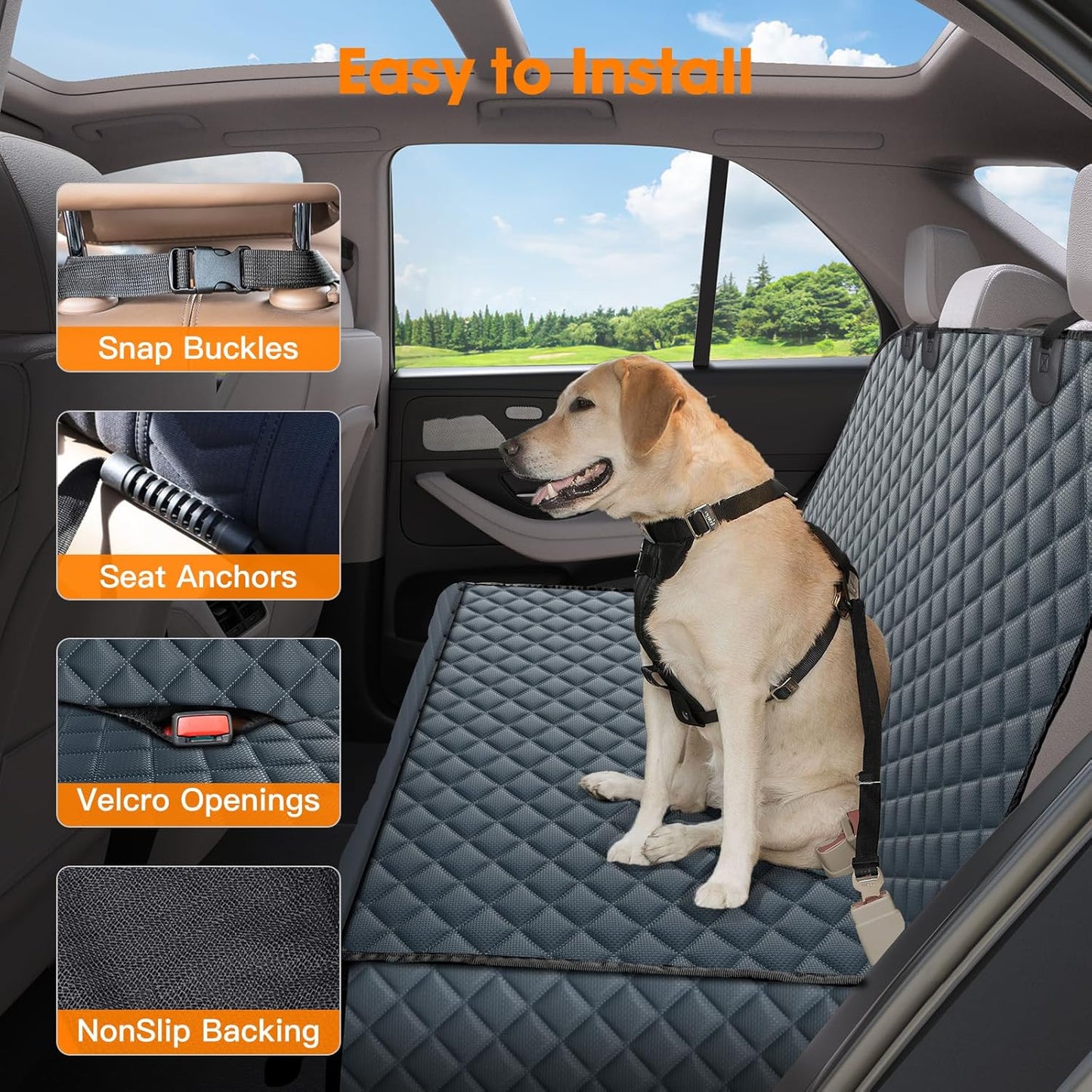 MIXJOY Dog Seat Cover for Back Seat Waterproof Dog Seat Covers for Cars, Car Seat Protector for Dogs, Nonslip Back Seat Cover for Trucks & SUV