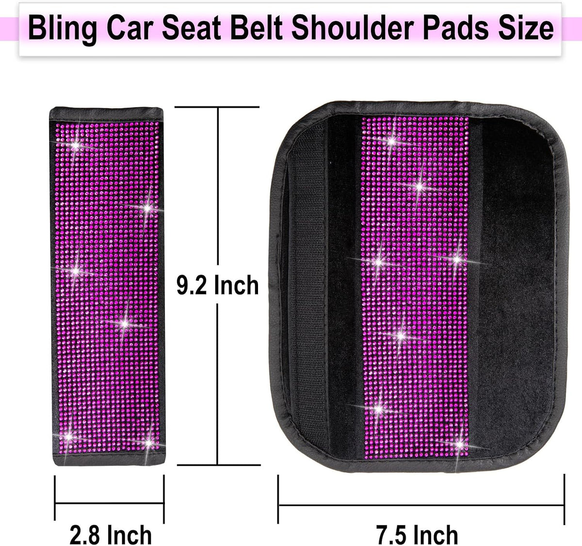 ecocstm 2 PCS Bling Car Seat Belt Shoulder Pads, Bling Seat Belt Covers with Bling Rhinestones, Car Accessories Seatbelt Strap Pad with Crystal Diamond for Car, Truck, SUV (White Diamond)