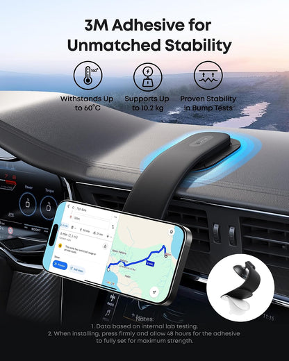 Anker Nano Magnetic Wireless Car Charger, 360° Adjustable Mount Car Charger with Detachable Pad, 15W Qi2 Certified with Alloy Bracket, Fast Charging for iPhone 17/16/15/14/13 Series (Adapter Included)