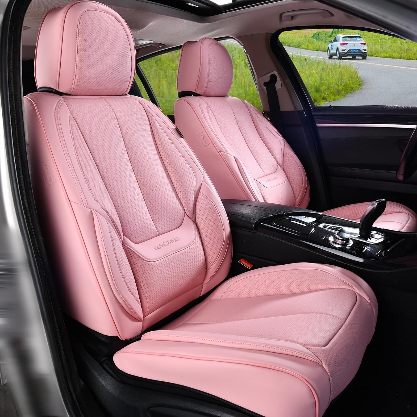 Coverado Seat Covers Full Set, Black Seat Covers for Cars 5 Seats, Car Seat Protector, Waterproof Nappa Leather Car Seat Cushion, Front and Rear Car Seat Cover Fit for Most Sedans SUV Pick-up Truck - Colors A