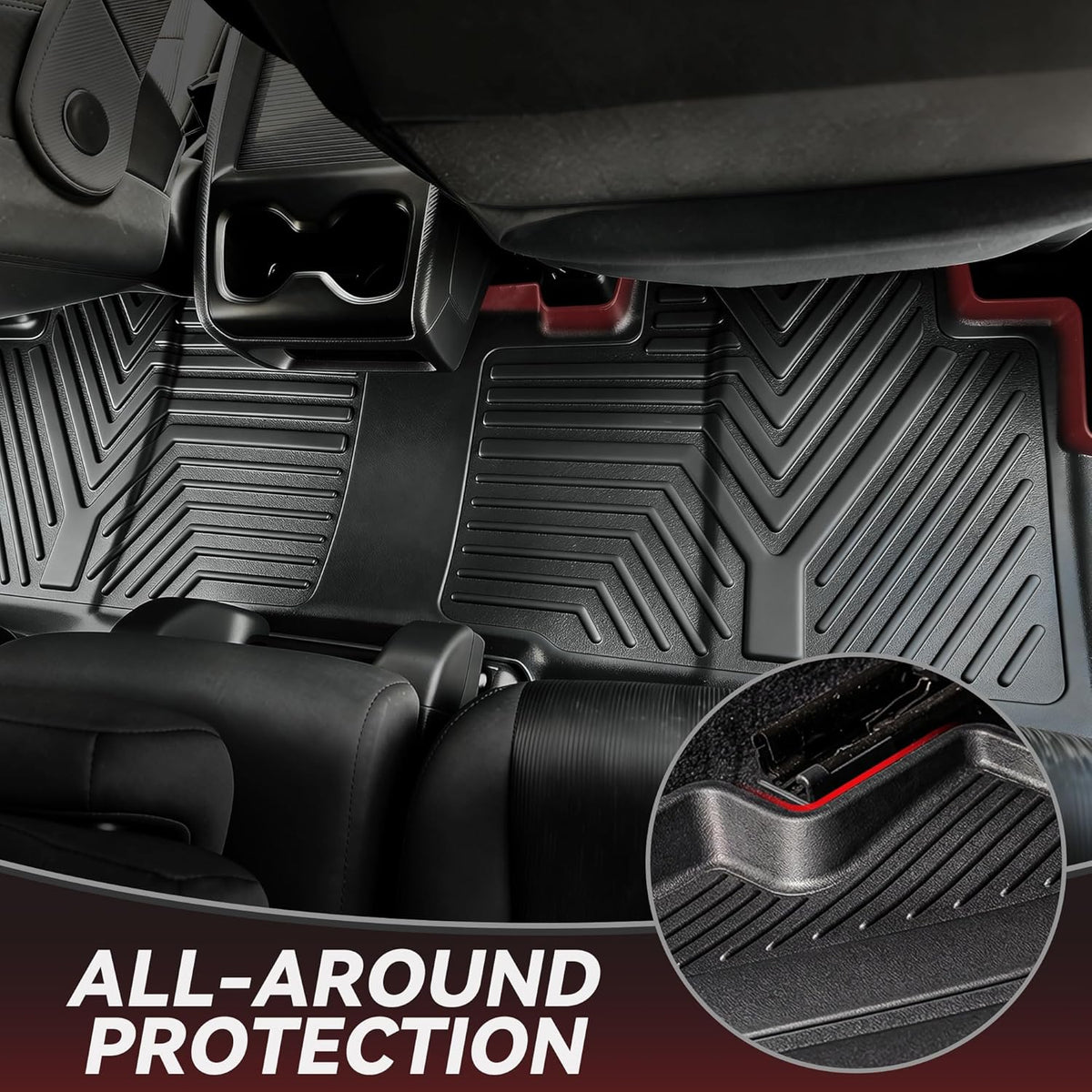 YITAMOTOR Floor Mats Fit for Ford F250/F350/F450/F550 2017-2026 Super Duty Crew Cab | Front Bucket Seat | Rear W/Fold-Flat Storage | Carpet Floor, 1st & 2nd Row TPE All Weather Protection