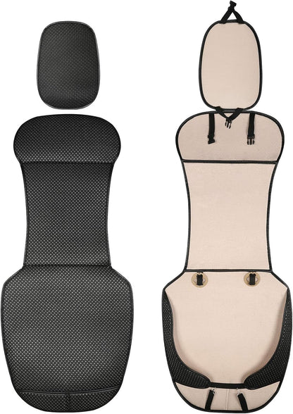 Auto Newer Luxury Breathable Car Seat Cover Fit Four Seasons, Universal Front of Car Seat Cushions, Bottom Seat Covers of Full Wrapped Edge,Universal Fit for 95% Cars,SUV,Pickup(Beige，2PCS)