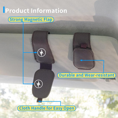 Yuoyar 2 Packs Magnetic Sunglass Holder for Car Visor (Grey) | Magnetic Interior Car Accessories