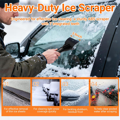 33" Extendable Snow Brush and Ice Scraper for Car Windshield, 2-in-1 Car Snow Brush & Ice Scraper with 360° Pivoting Brush Head and Comfortable Foam Grip for SUV Trucks Sedans,Orange ﻿