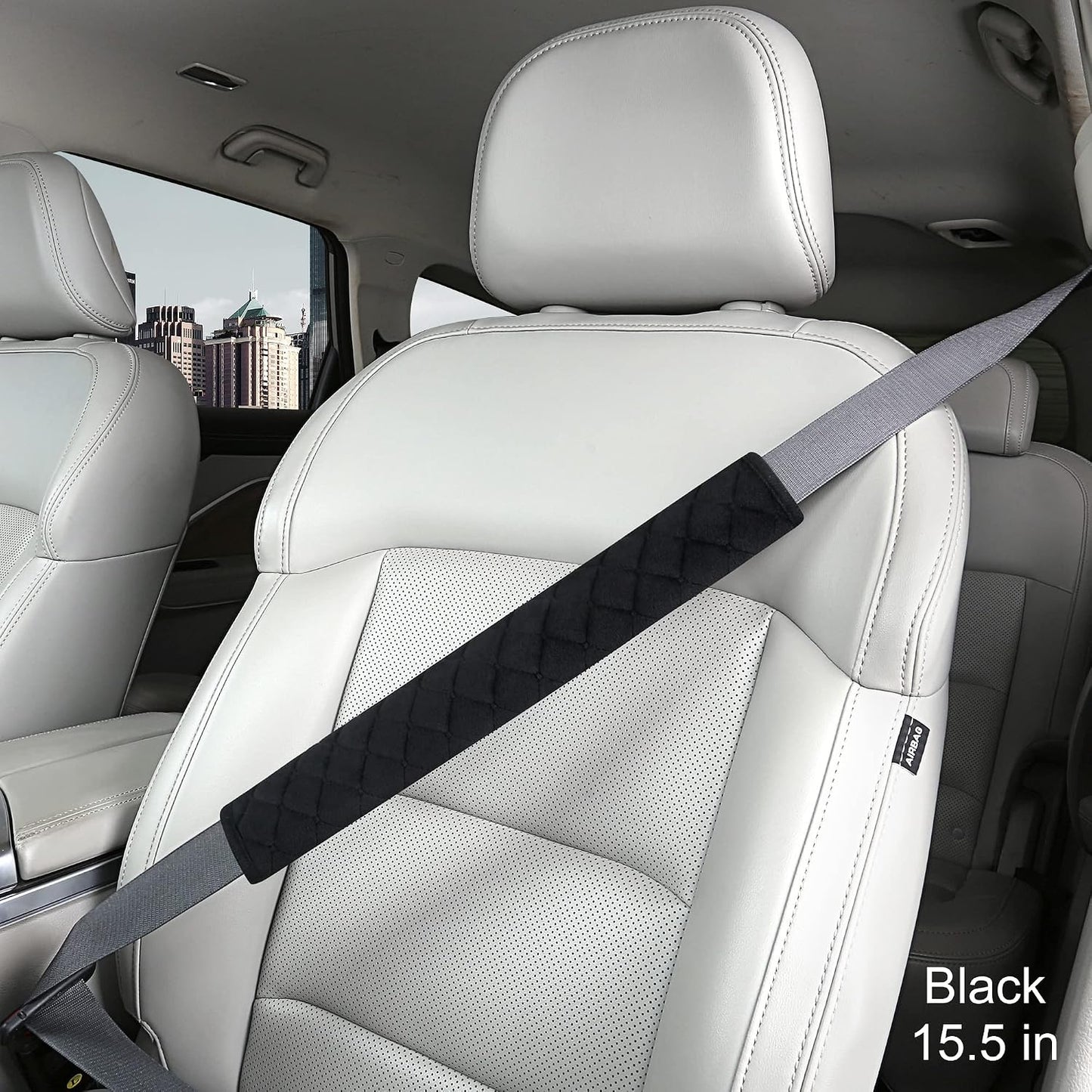 HighnessHwoo Extra Long Seatbelt Covers for Adults Kids Women & Men, Soft Car Seat Belt Strap Cushion for Sedan, SUV, Trucks, Shoulder Neck Chest Protector Pads, Auto Accessories, 1pc, Gray, 25.5in