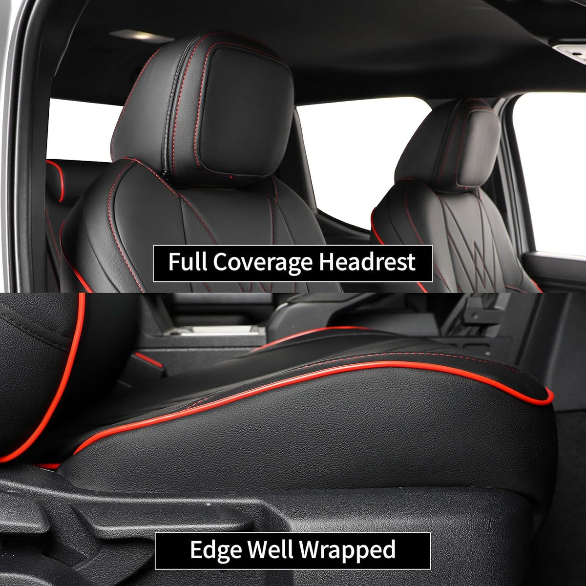 EKR Tacoma Car Seat Covers Custom Fit for Toyota Tacoma (Petrol) 2024 2025 2026 DoubleCab/CrewCab SR/SR5/TRD Sport/TRD Off-Road/Limited -Truck Seat Covers Full Set,Faux Leather(Black)