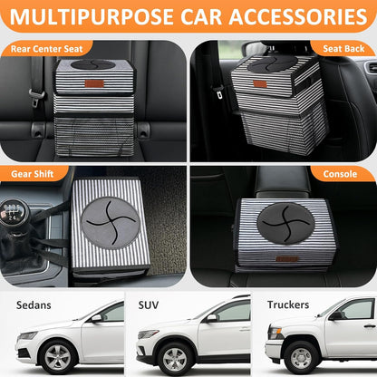 Vankor Car Trash Can Bin with Lid Hanging for Back Seat, Car Accessories for Women Men Leak Proof Automotive Garbage Cans Leakproof Vehicle Trash Can for Truck SUV Black