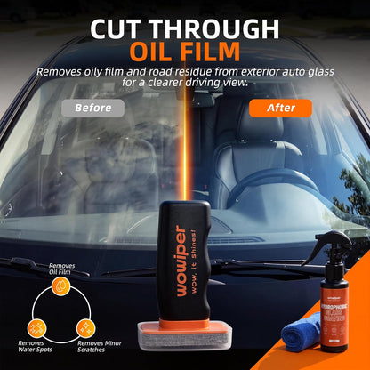 Windshield Glass Coating Kit, 100g Glass Prep Cleaner + 100ml Rain Repellent Spray, Hydrophobic Water Beading Protection, Removes Light Oil Film and Road Grime