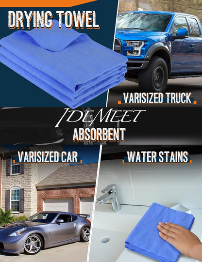 Premium Absorbent Car Drying Chamois Cloth Shammy Towel, 26''x17'' Large, Reusable for Vehicle, Bathroom, Dust Remove, No Spots/Streak/Scratch, Blue