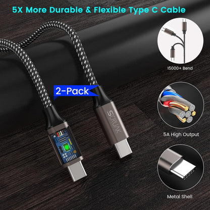 S24 S25 Ultra Charger Type C, SCRUAK 45W PPS Super Fast USB-C Wall/Car Charger for Samsung Galaxy S25 Ultra/S25+/S25/S24 Ultra/S24+/S23/S22/S20/Note 20/Note 10+(with 2X 3.3FT 5A Type C Cable)