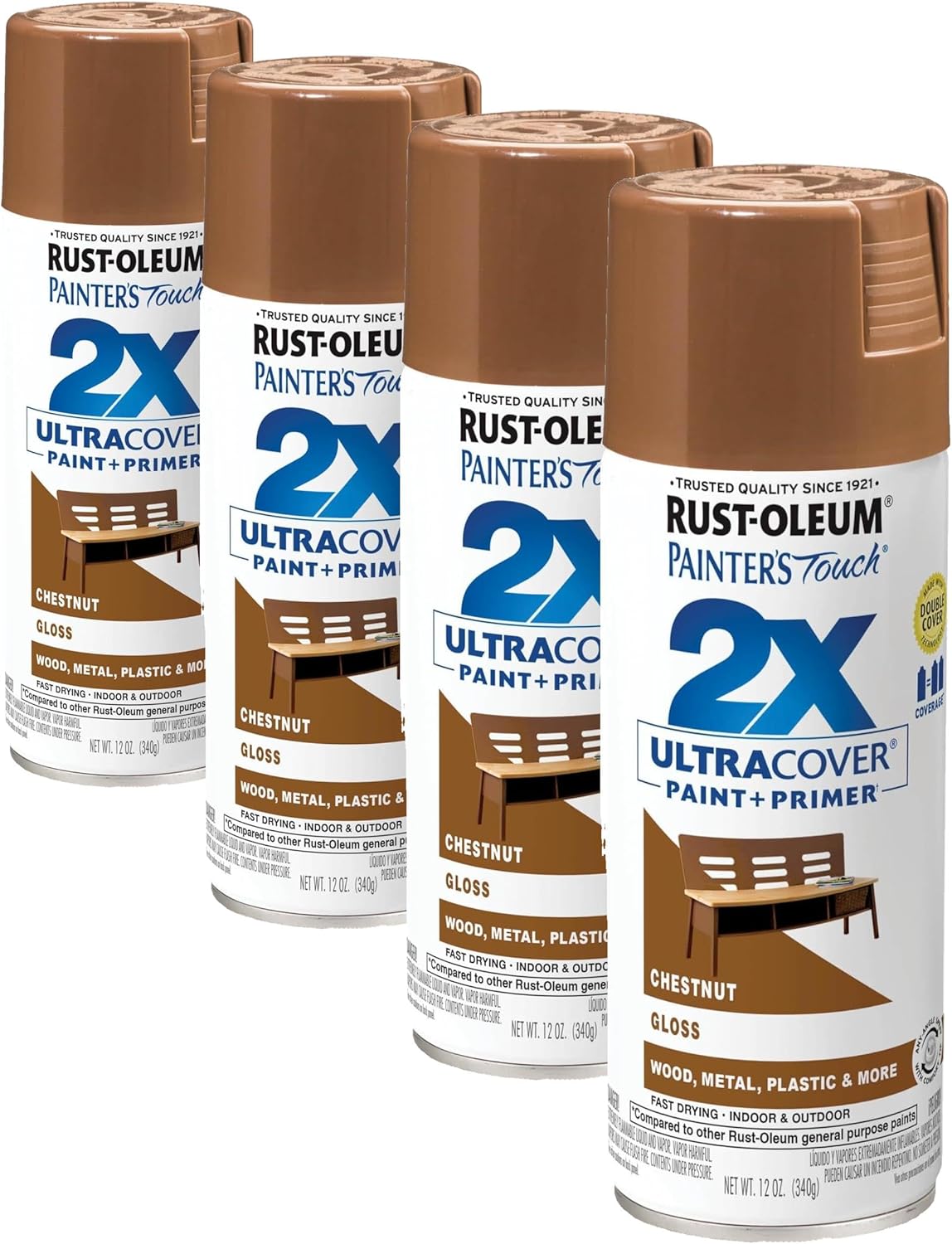 Rust-Oleum 334029 Painter's Touch 2X Ultra Cover Spray Paint, 12 oz, Gloss Clear - Colors E