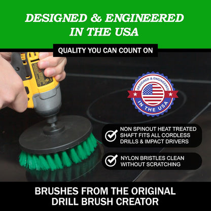 Drillbrush Car Detailing Kit | Drill Brush Set – Soft Bristle Power Scrubber Attachments for Cleaning Car Interior, Upholstery, Carpet, Seats, Wheels, Rims, Dash, Console, and Trim - Nylon Scrub Brush