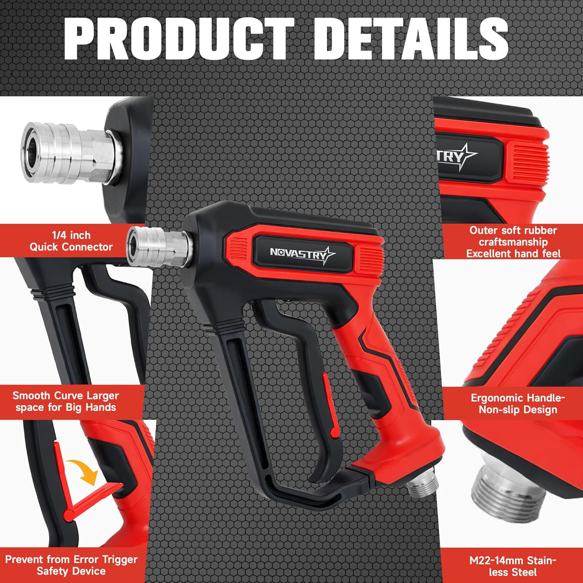 Pressure Washer Foam Cannon Gun & Sprayer Kit, Car Wash Kit, 5 Adjustable Nozzles, 1/4" Quick Connect, Fits for 1000-4000 PSI, Includes Foam Sprayer & Accessories