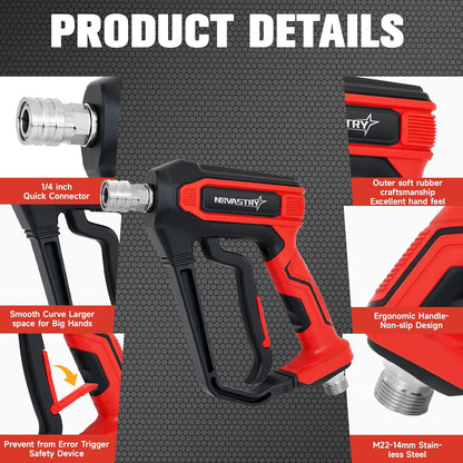 Pressure Washer Foam Cannon Gun & Sprayer Kit, Car Wash Kit, 5 Adjustable Nozzles, 1/4" Quick Connect, Fits for 1000-4000 PSI, Includes Foam Sprayer & Accessories